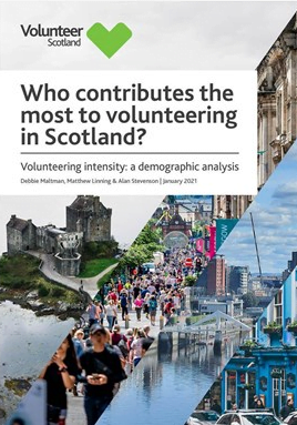 Cover image from the report Who contributes the most to Scottish volunteering?